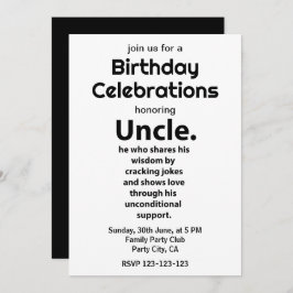 Convite Tio Inspiration Engraçado Cote Aniversário Tio