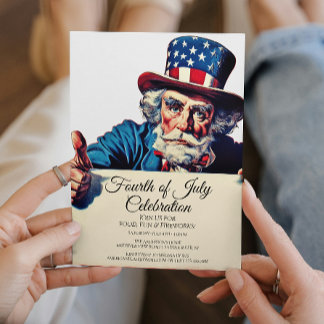 Convite Tio Sam E Simples Celebração Do Quarto De Julho