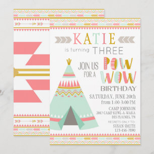 Convite Tipi Native American Indian Pow Wow Birthday