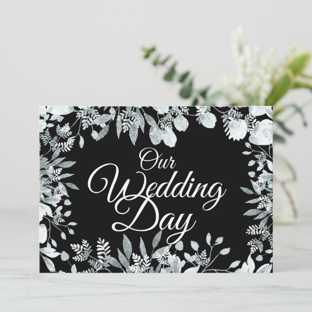 Convite Típica Branca Floral do Jardim do Nosso Casamento (Em pé/Frente)