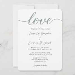 Convite Típica de Casamento de Script de Amor, Sage Green