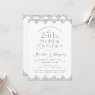 Convite Típica de Cinzas Brancas de 25 Weding