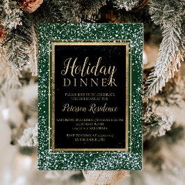 Convite Típica de ouro em forma verde para festas de neve