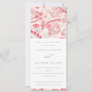 Convite Típico Blush Paisley Tipografia Aniversário de Qua
