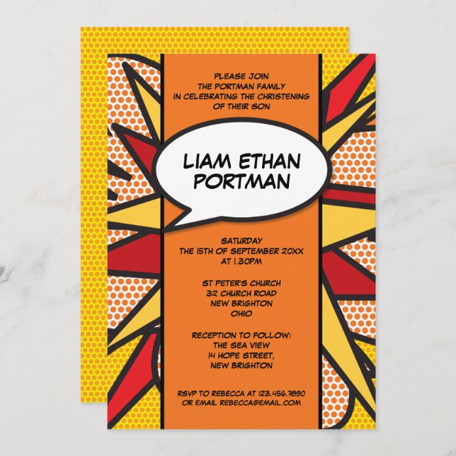 Convite Típico da Diversão Moderna de Natal Batismo (Frente/Verso)