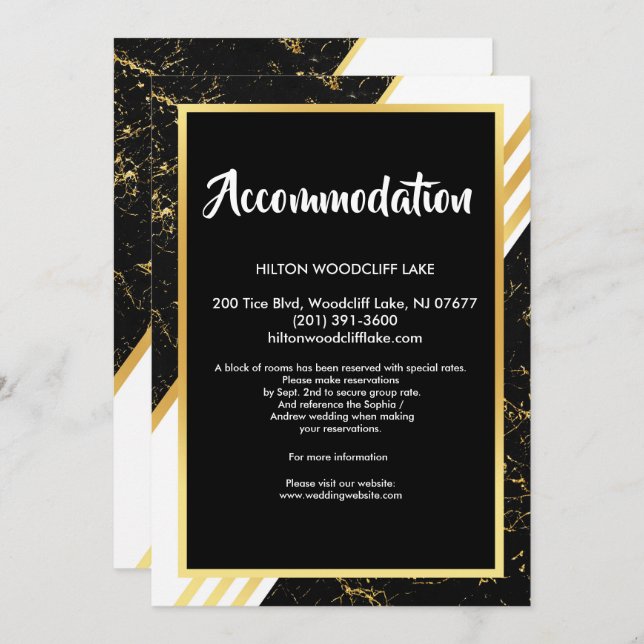 Convite Típicos de faixas de mármore Douradas para receptá (Frente/Verso)