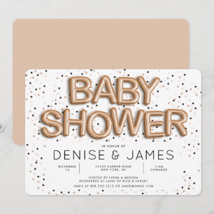 Convite Tipo chá de fraldas do balão da folha Dourado do