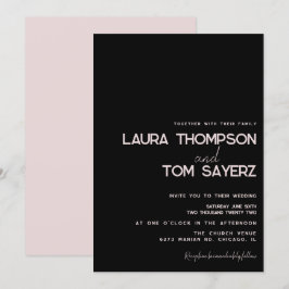 Convite Tipo Moderno Simples Mão Script Casamento Rosa Pre