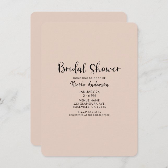 Convite Tipo preto mínimo moderno QUALQUER Chá de panela C (Frente/Verso)