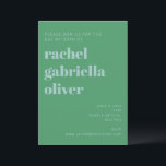 Convite Tipografia a negrito Bat Mitzvah, azul e moderno v<br><div class="desc">Chamada Mitzvah para Bat Moderno Azul e Verde</div>