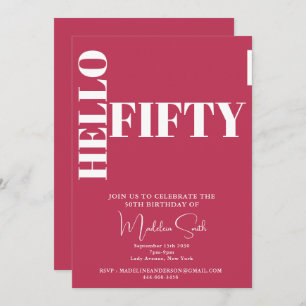 Convite Tipografia a negrito Magenta Moderno 50º aniversár