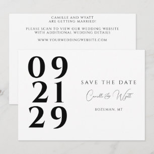 Convite Tipografia a negrito Moderno Código QR preto e bra