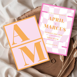 Convite Tipografia a negrito Monograma cor-de-rosa vibrant