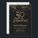 Convite Tipografia a preto e ouro 50 e fabulosa<br><div class="desc">Apresentando nosso "50 e Fabuloso 50º aniversário do Dourado Confetti no Black Invitation Modelo" - uma escolha luxuosa para celebrar essa ocasião marcante no estilo. Este modelo de convite apresenta um design de confete dourado espantoso contra um fundo preto elegante, exuberando sofisticação e elegância. Personalize o convite com o nome...</div>