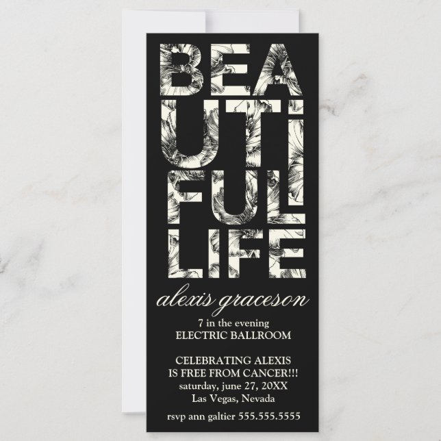 Convite Tipografia bonita de 311 hibiscus da vida (Frente)