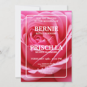 Convite Tipografia Branca E Casamento De Rosas vermelhas E