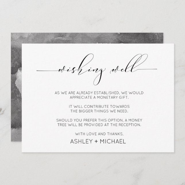 Convite Tipografia Caligráfica Poço de Desejos de Casament (Frente/Verso)