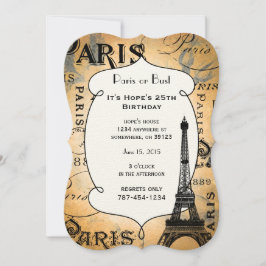 Convite Tipografia Calliografia Paris França Torre Eiffel