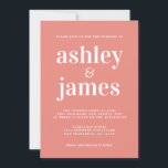 Convite Tipografia Chic Simples Queimou Casamento De Coral<br><div class="desc">O convite de casamento simples e chic apresenta na moda branco, tipografia elegante e moderna em fundo de coral queimado. Basta adicionar os detalhes do seu casamento. Desenvolvido exclusivamente para você pelo Happy Dolphin Studio. Se precisar de ajuda ou produtos correspondentes, entre em contato conosco em happydolphinstudio@outlook.com. Estamos felizes em...</div>