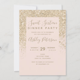 Convite tipografia clara dourada pincel cor-de-rosa Doce 1