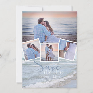 Convite Tipografia da Colagem de Fotos Moderna 4 Salve a D