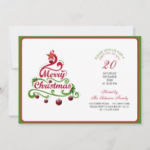 Convite Tipografia de Árvore de Natal Elegante e Divertida