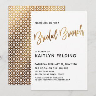 Convite Tipografia de Brunch de Ombre Dourado