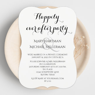 Convite Tipografia de Casamento de Posto Após Festa