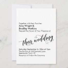 Convite Tipografia de Casamento Deles, Elegante Escrita em