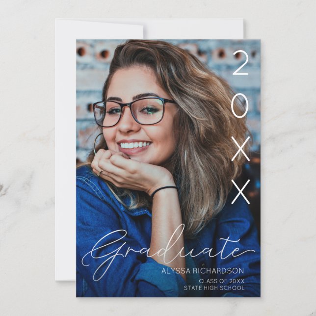 Convite Tipografia de Foto e Caligrafia Turma de Graduação (Frente)