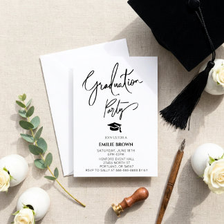Convite Tipografia de graduação formal elegante e sofistic