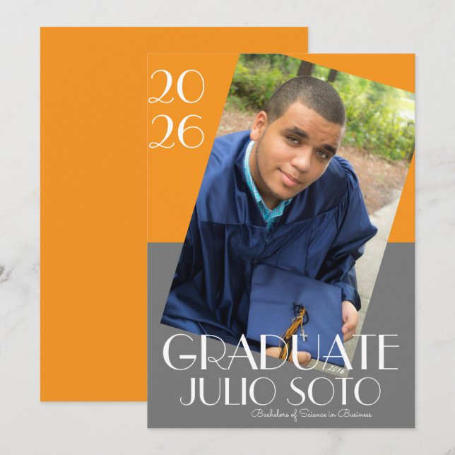 Convite Tipografia de Graduação Moderna 2026 Foto (Frente/Verso)
