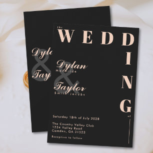 Convite Tipografia de Letra de Casamento Pêssego Macio Pre