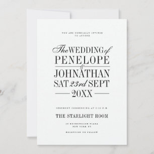 Convite Tipografia de Letra Elegante para Casamento