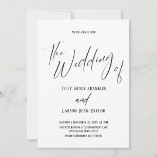 Convite Tipografia de Letra Manual Simples O Casamento De