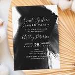 Convite Tipografia de pincéis brancos pretos Doce 16<br><div class="desc">Um chic moderno,  bonito e elegante pinceladas preto e branco pintam um doce convite de festas de dezesseis. Perfeito para uma doce festa de aniversário de dezesseis.</div>