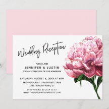Tipografia de Recepção de Casamento Peônia Aquarel
