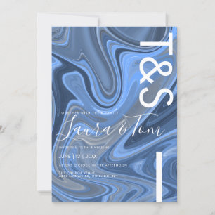 Convite Tipografia de Roteiro Negrito Blue Marble Swirl