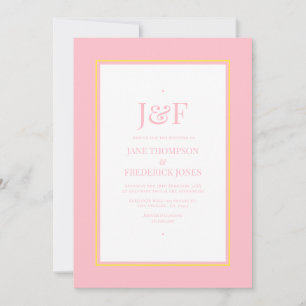 Convite Tipografia de Tendência, Casamento Rosa e Amarelo