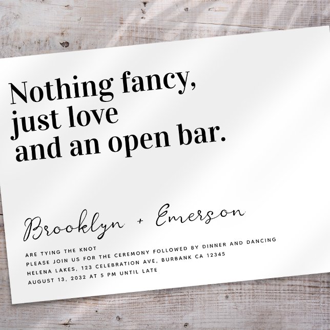 Convite Tipografia Divertida Casamento Preto Branco (Criador carregado)