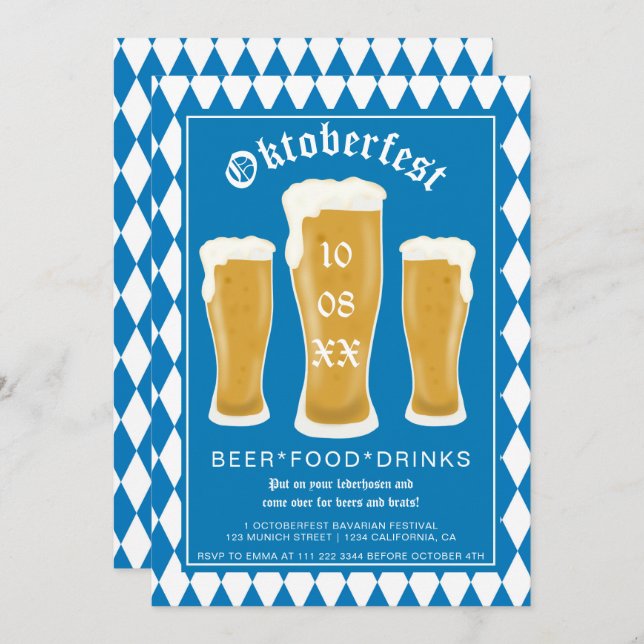 Convite Tipografia do festival de cerveja Oktoberfest Bava (Frente/Verso)