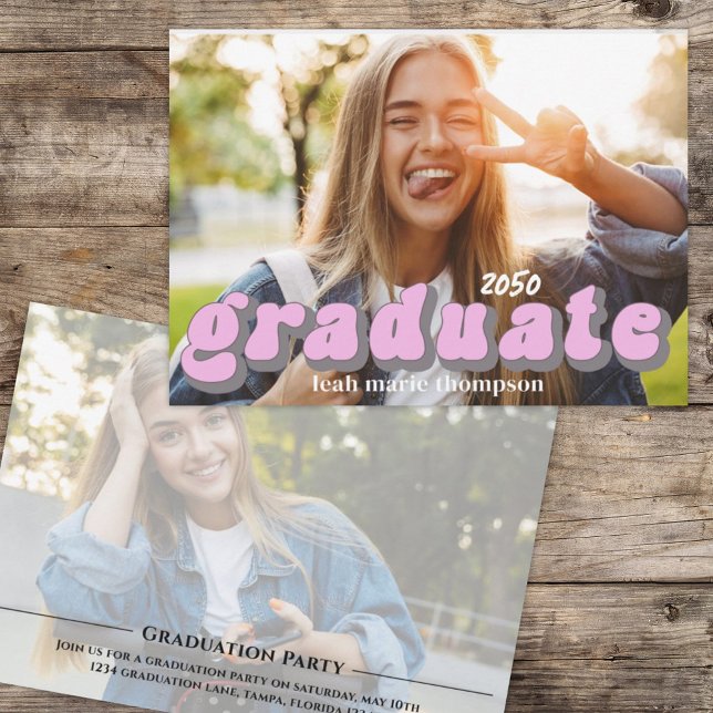 Convite Tipografia do formando Foto QR Code Mídia Social (Criador carregado)