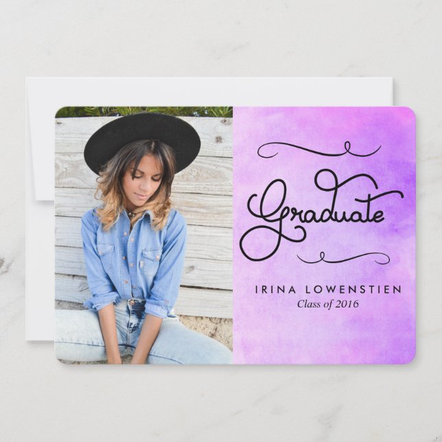 Convite Tipografia do Formando Moderno com Aquarela Puro (Frente)