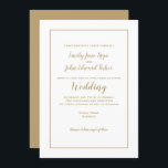 Convite Tipografia Dourada Elegante Simples e Casamento de<br><div class="desc">Design de casamento minimalista com tipografia de ouro e quadro com texto facilmente personalizado,  e ouro continua no sentido inverso. As cores de fundo e texto podem ser alteradas se você desejar.</div>