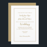 Convite Tipografia Dourada Elegante Simples e Casamento de<br><div class="desc">Design de casamento minimalista com tipografia de ouro e quadro com texto facilmente personalizado,  e ouro continua no sentido inverso. As cores de fundo e texto podem ser alteradas se você desejar.</div>