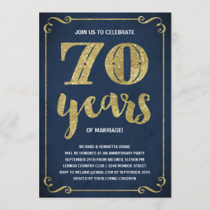 Convite Tipografia Dourada Faux Foil 70º Aniversário