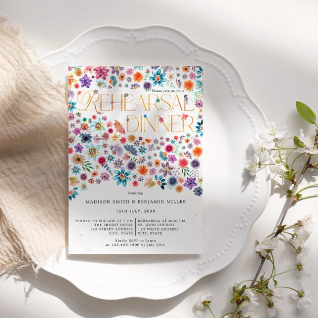 Convite Tipografia Dourada Jantar de Ensaios de Casamento  (Front)