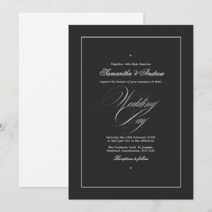 Convite Tipografia Elegante Casamento Preto e Branco Atemp