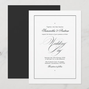 Convite Tipografia Elegante Casamento Preto e Branco Atemp