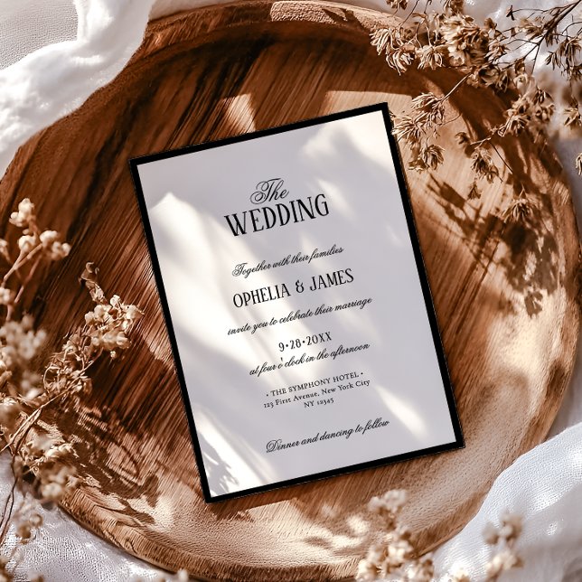 Convite Tipografia Elegante Casamento Preto e Branco Moder (Criador carregado)